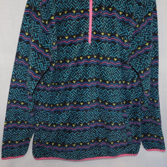 Valor Collective Mens L 1/4 Zip Hooded Fleece Black Pink Blue Geometric Hoodie - Picture 3 of 12
